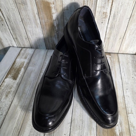 BRUNO MARC Mens Black Leather Square Toe Lace Up Dress Shoes Size 15 main image 7